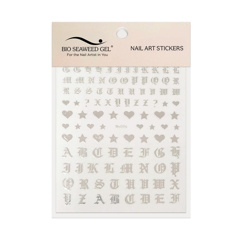 Gothic Letters with Hearts and Stars Nail Art Stickers - Bio Seaweed Gel Canada