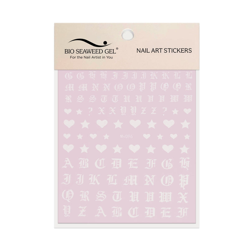 Gothic Letters with Hearts and Stars Nail Art Stickers - Bio Seaweed Gel Canada