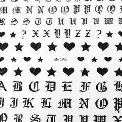 Gothic Letters with Hearts and Stars Nail Art Stickers - Bio Seaweed Gel Canada