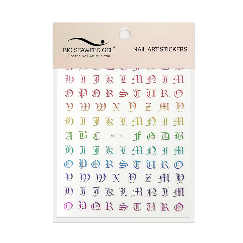 Old English Letters Nail Art Stickers - Bio Seaweed Gel Canada