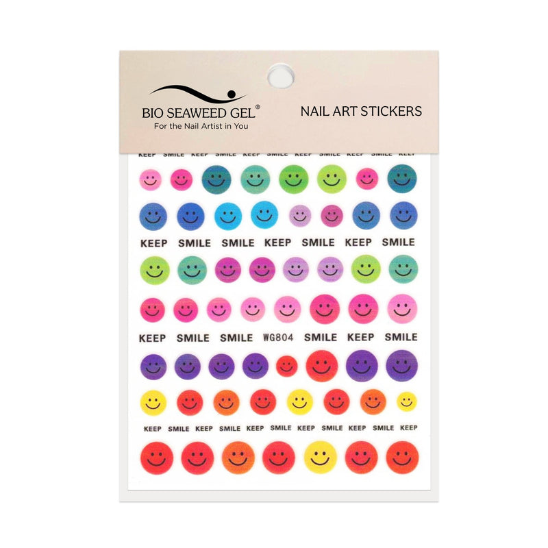 Rainbow Smiley Face Nail Art Stickers - Bio Seaweed Gel Canada