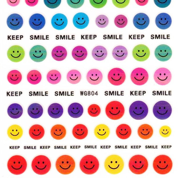 Rainbow Smiley Face Nail Art Stickers - Bio Seaweed Gel Canada