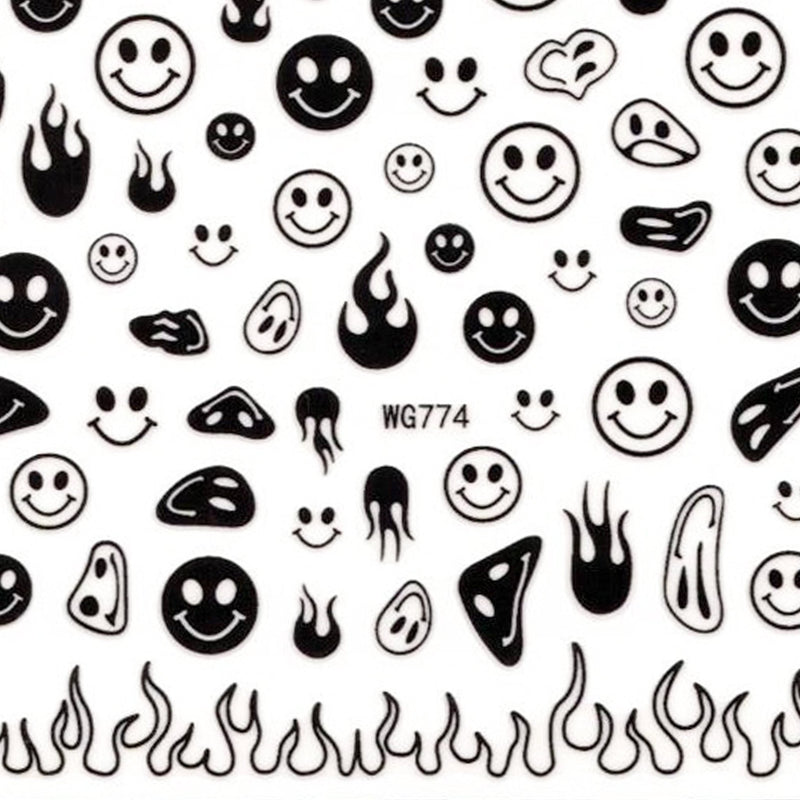 Retro Smiley Face Nail Art Stickers - Bio Seaweed Gel Canada