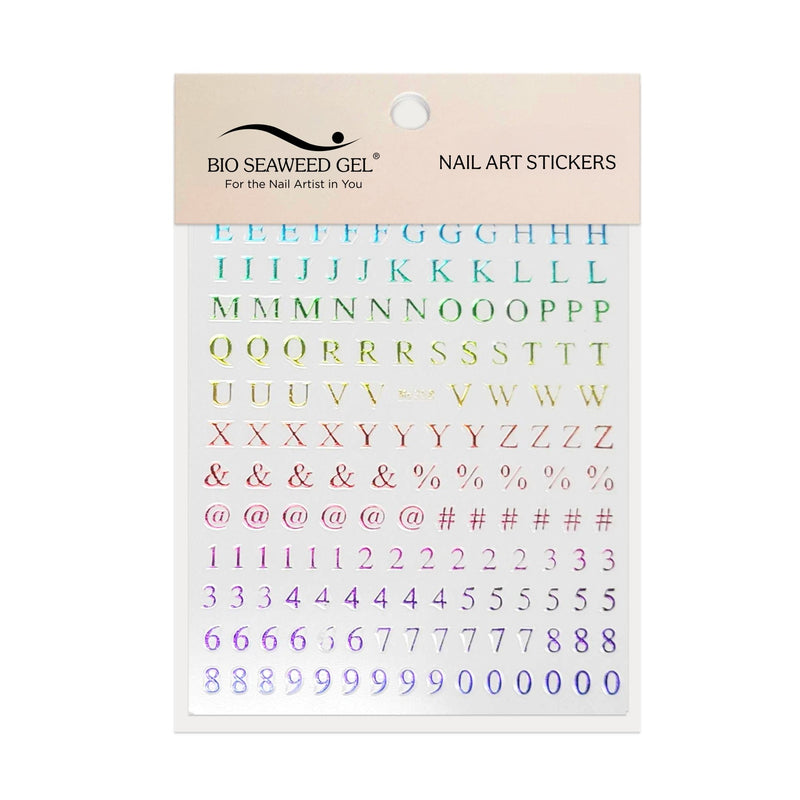 Roman Letters & Numbers Nail Art Stickers - Bio Seaweed Gel Canada